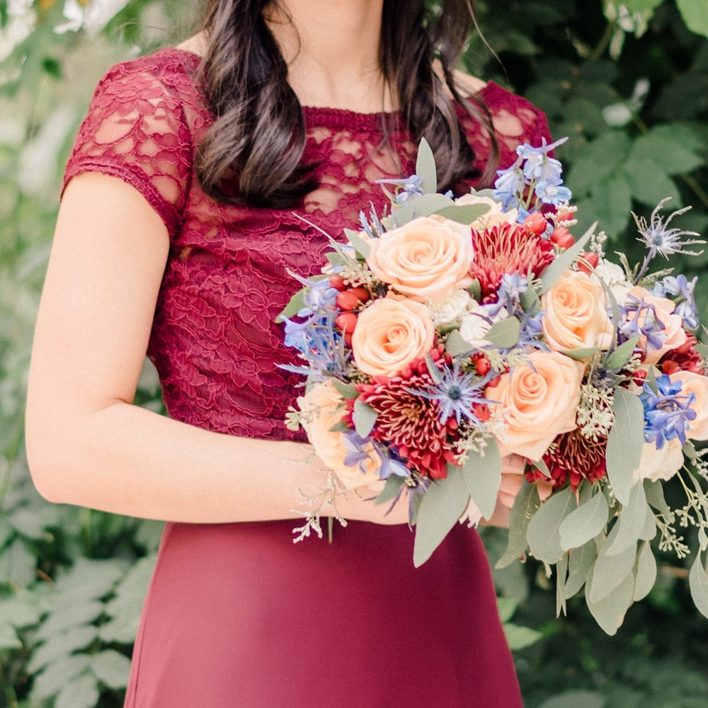 Mori Lee #101 Burgundy Eggplant Bridesmaid’s Dress - Picture 3 of 3
